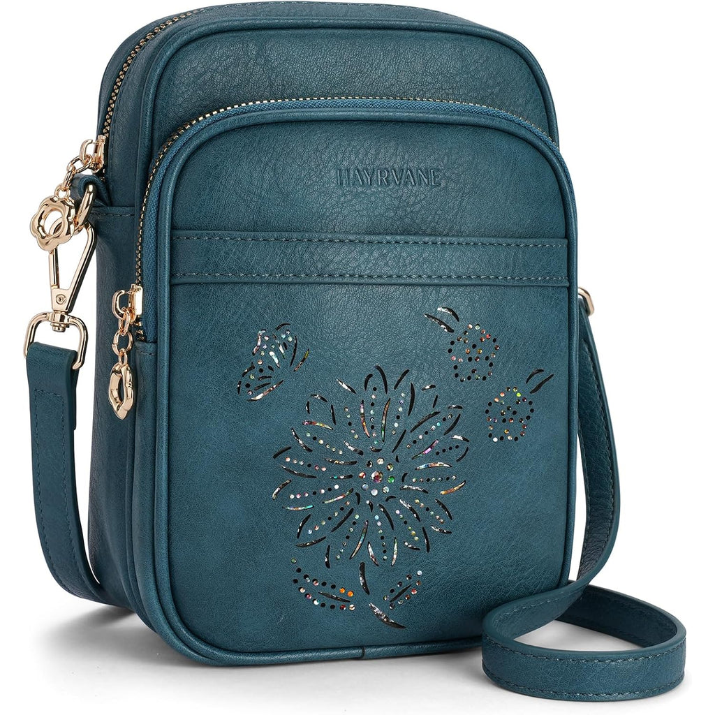 Small Crossbody Bags for Women, RFID Phone Purse with Card Slots, Triple Compartments Lightweight Shoulder Bag