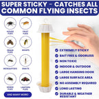 Fly Stick Sticky Fly Traps For Indoors Outdoor 4Pk. Non-Toxic Super Sticky Hanging Flies Catcher Paper Tape Strips For Home. Catches All Bugs And Gnats. Indoor Outdoor House Flying Insect Trap.