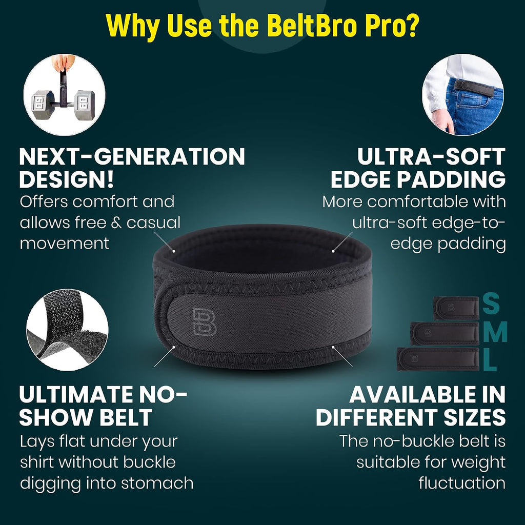Beltbro Pro For Men And Women Elastic No Buckle Invisible Belt Patented Metal Free Tsa Soft Adjustable Side Tactical Belt