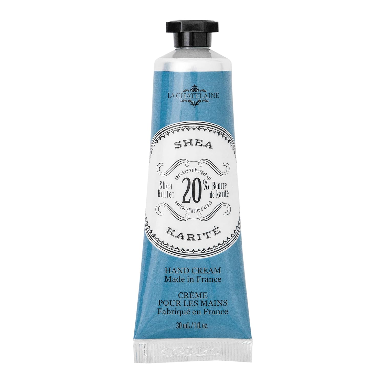 La Chatelaine 20% Shea Butter Hand Cream, Travel Size, Organic Argan Oil, Moisturizing, Nourishing, Extra-Rich Hand Lotion, Made in France, Paraben Free, 1 oz / 30ml (Shea)