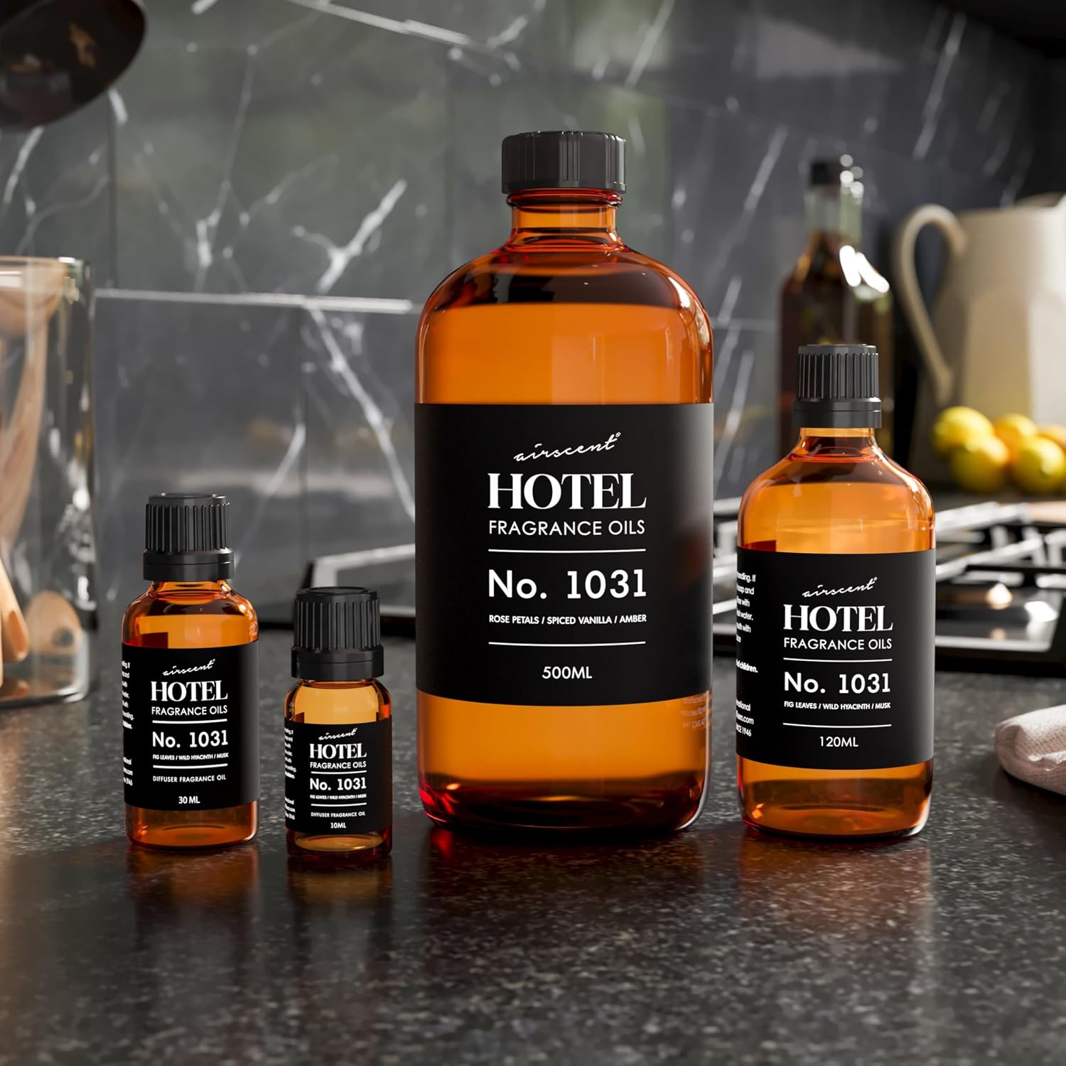 Airscent Hotel Diffuser Oil No. 1031 - Rose Spiced Vanilla Amber - 30 Ml | Premium Fragrance Oil For Ultrasonic And Waterless Diffusers And Crafting - 1 Fl Oz Glass Bottle With Dropper