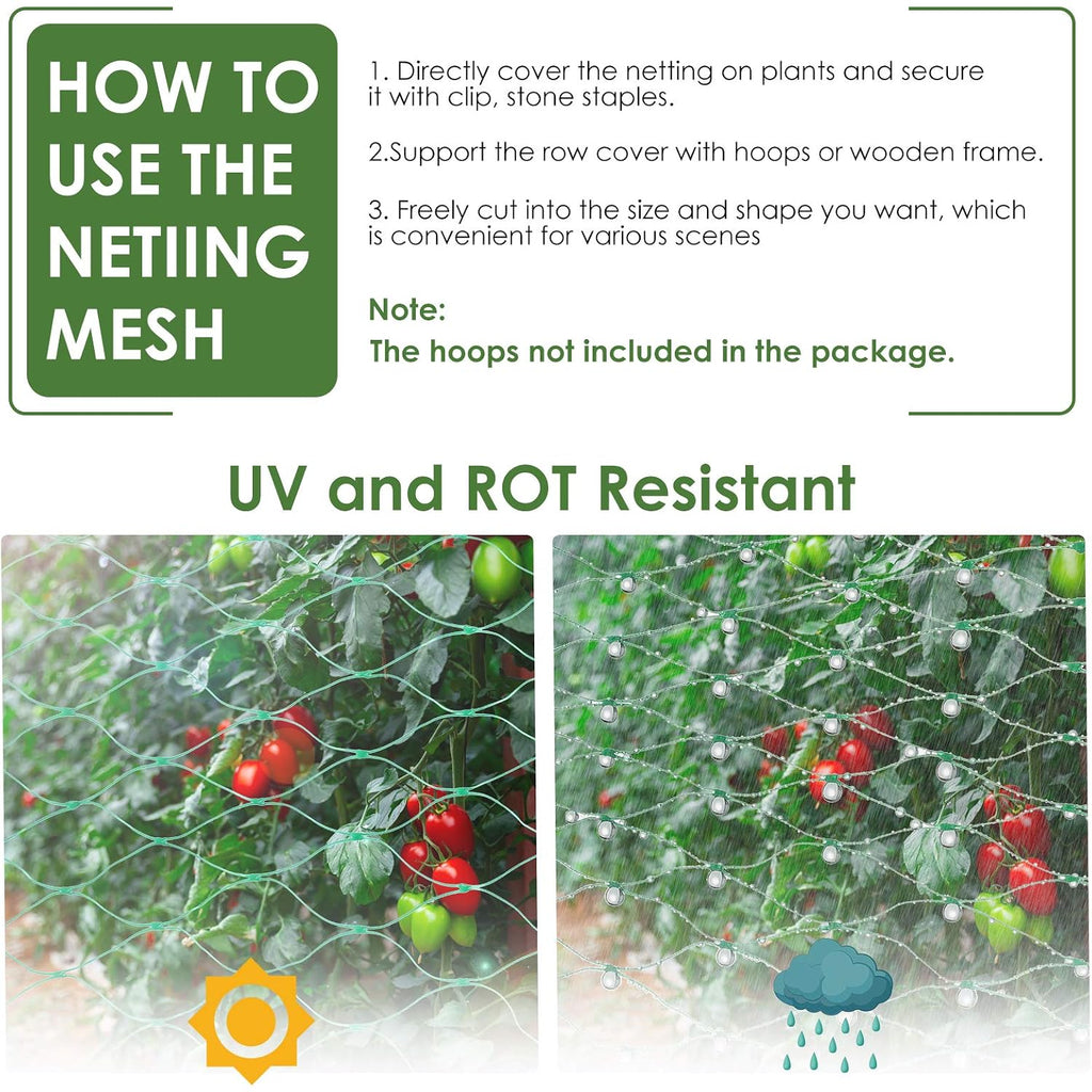 Ruolan Bird Netting For Garden Protect Vegetable Plants And Fruit Trees13X20Ft,Plastic Trellis Netting For Birds, Deer,Squirrels And Other Animals