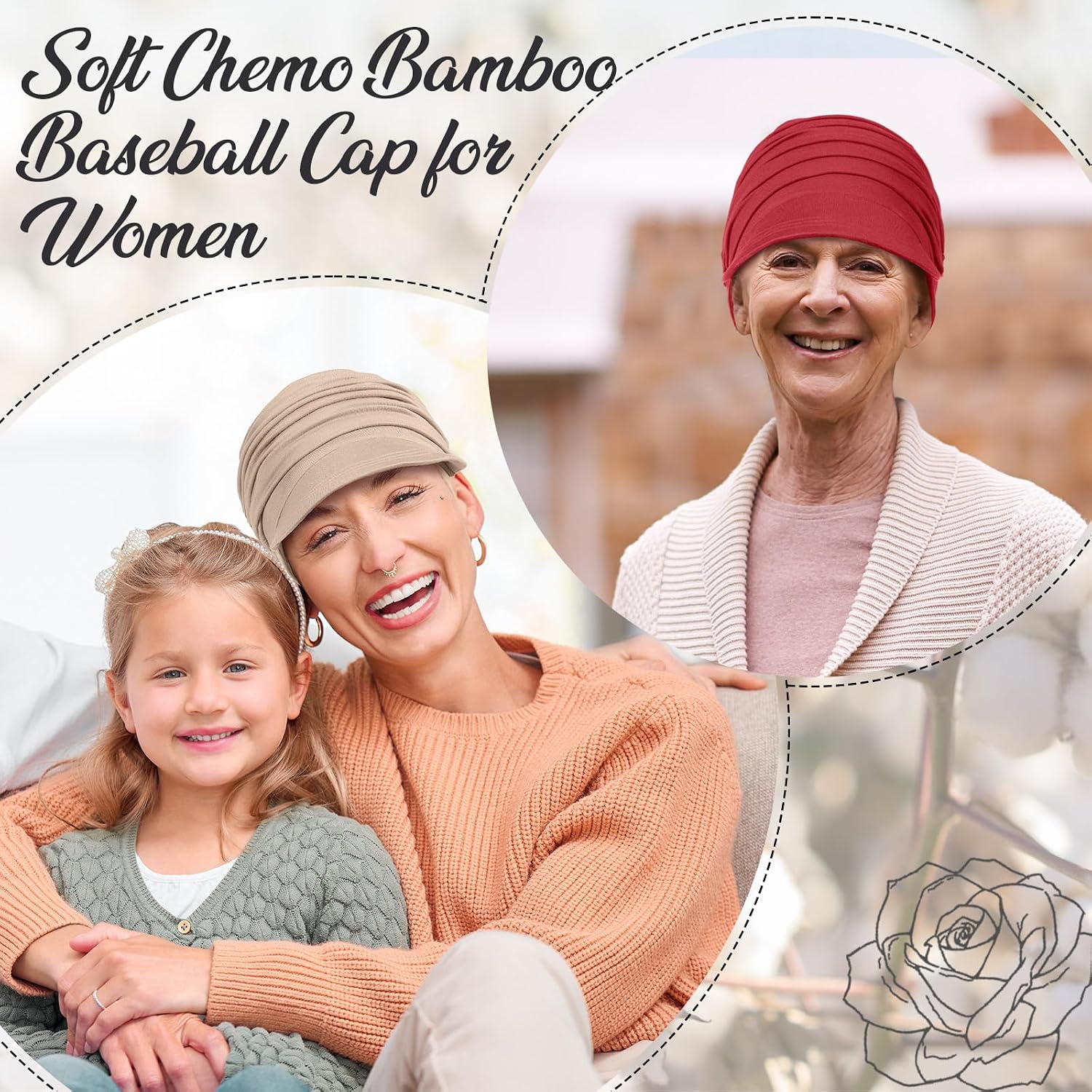4 Pcs Soft Chemo Cancer Hats For Women Breathable Bamboo Baseball Cap Slouch Viscose Hat For Hair Loss Cancer Headwear