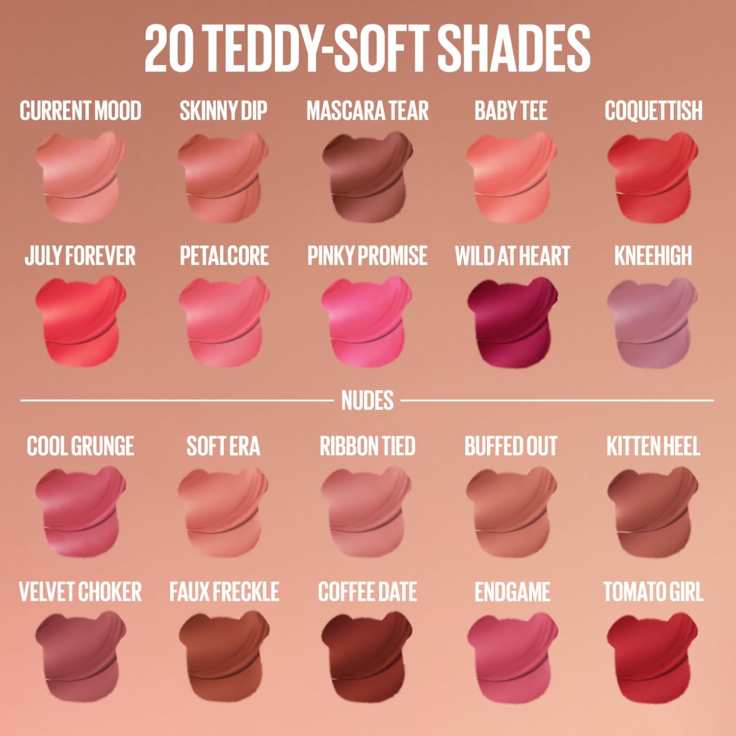 MAYBELLINE Super Stay Teddy Lip Tint, Long Lasting Matte Lipstick For Up To 12HR Wear, Skinnydip, 1 Count