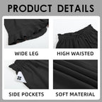 Linen Shorts for Women High Waisted Wide Leg Drawstring Ruffle Summer Beach Casual Loose Flowy Shorts with Pockets