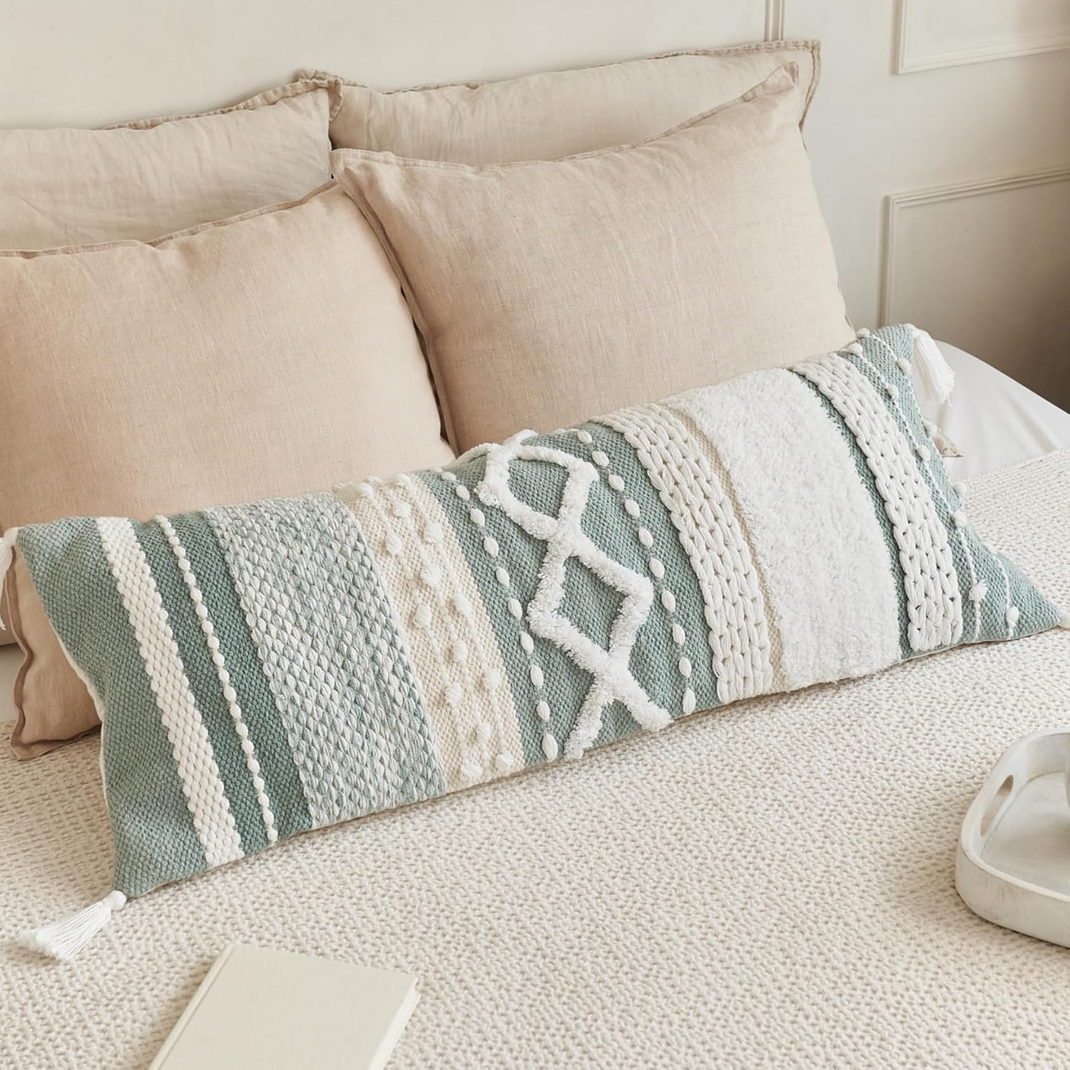 Zicoto Decorative Boho Lumbar Pillow Cover 14X36 – Beautiful Throw Pillow With Soft Texture For Bed, Couch Decor Or As Body Cushion – A Stylish Addition To Your Bedroom