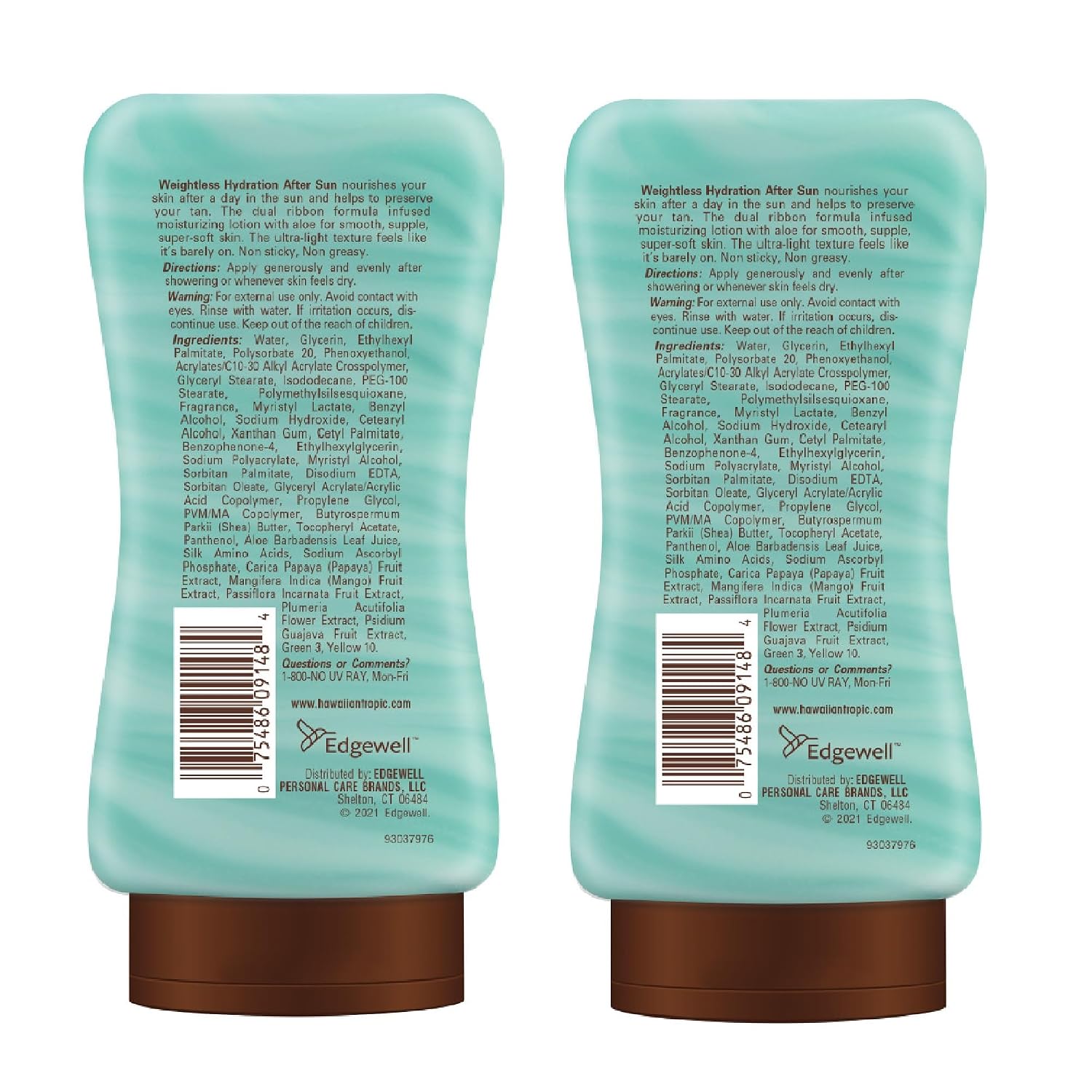 Hawaiian Tropic Weightless Hydration After Sun Lotion With Aloe, 6Fl Oz Twin Pack, Hawaiian Tropic Lotion, Moisturizing Lotion, After Sun Care, After Sun Moisturizer, 6Fl Oz Each