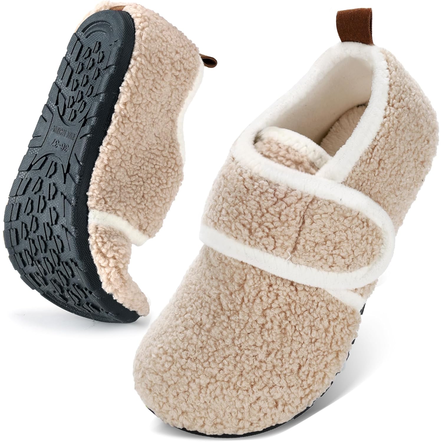 House Slippers for Women Men Slip on Indoor Barefoot Slippers Socks Cozy Fuzzy House Shoes Rubber Sole