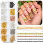 12 Strips Metal Chain Nail Art Charms, 3D Gold Silver Dark Gray Nail Chains Punk Alloy Nail Rivets Jewelry for Women Gothic Manicure Accessories DIY Crafts Decorations
