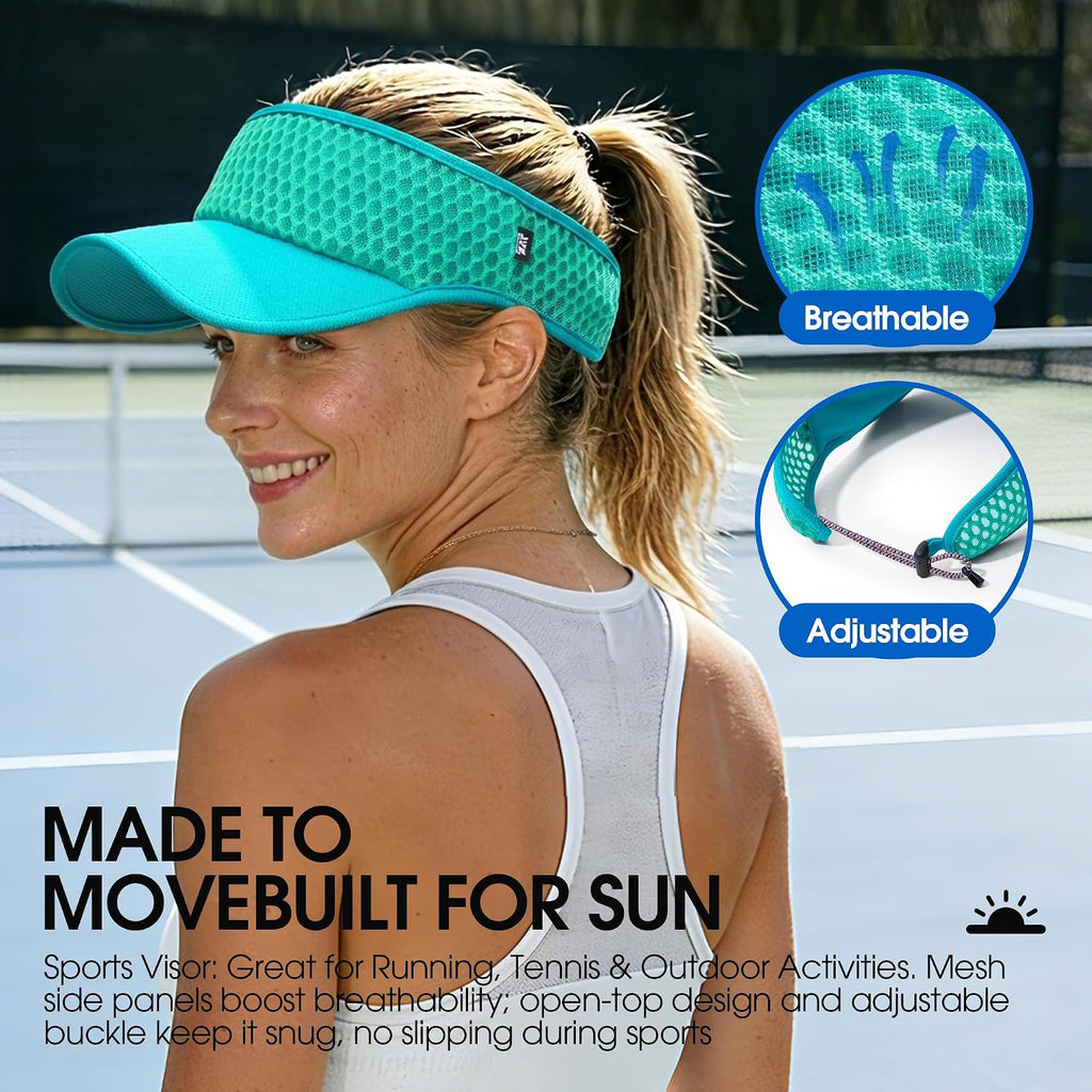Ausflug Sun Visor Hat Men Women - Wide Brim Quick Dry Adjustable Cap, Lightweight For Golf Tennis Pickleball Beach