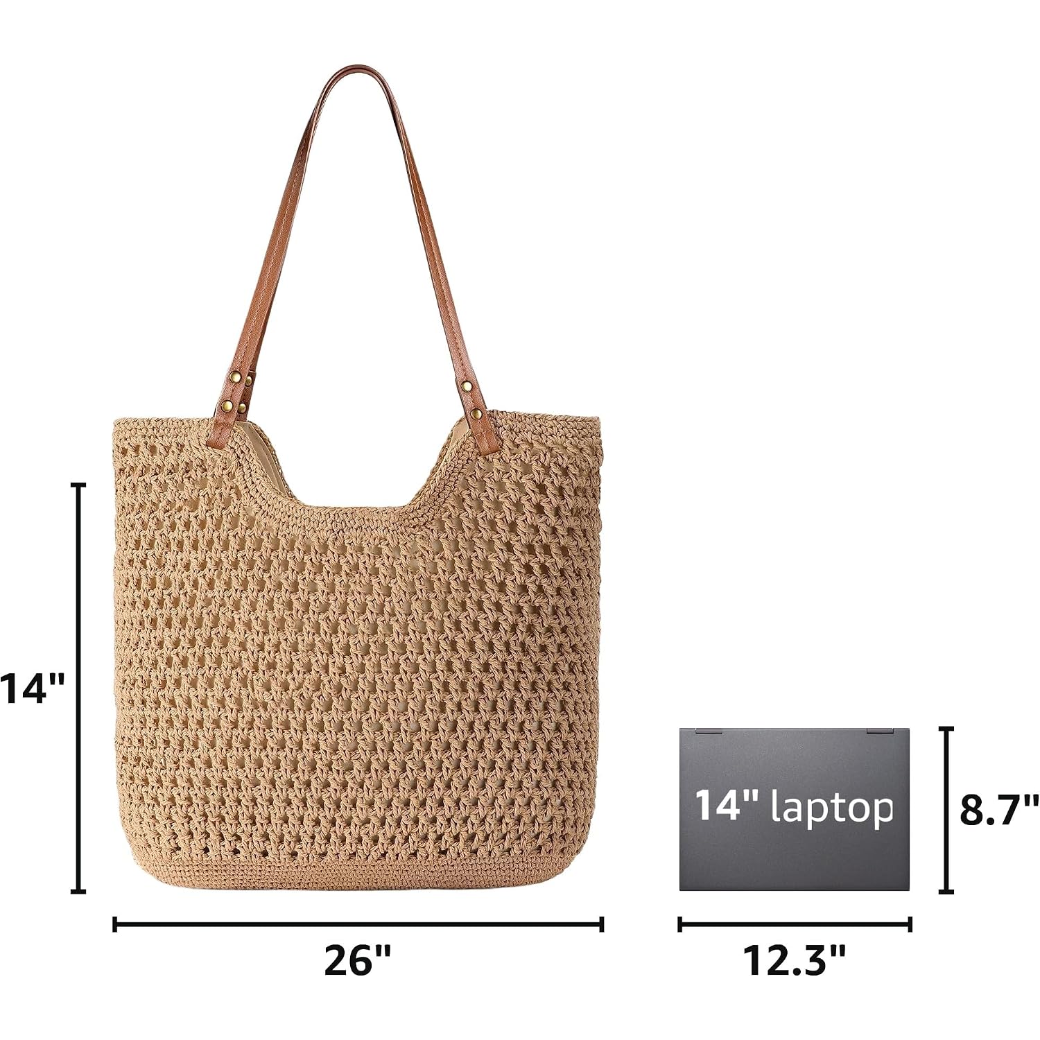 Pleneal Crochet Beach Bag, Summer Woven Tote Bag With Lining, Soft Purse Shoulder Bags For Vacation