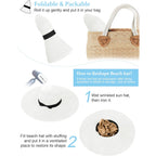 Senker Fashion Sun Hats for Women Oversize Wide Brim Straw Beach Hat Floppy Foldable Roll-Up Summer Vacation UPF 50+