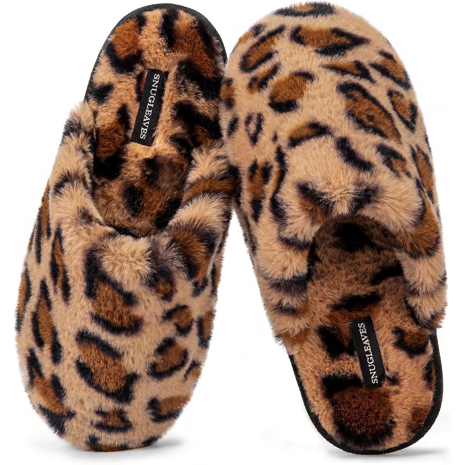 Snug Leaves Women'S Fuzzy Scuff Slippers Soft Comfy Memory Foam Non-Slip Indoor House Shoes