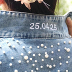 Noni Personalized Embroidered Bride Denim Jacket, Future Mrs Jean Jacket With Pearls, Wedding Gifts For Bride