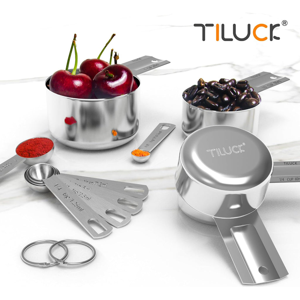 Stainless Steel Measuring Cups & Spoons Set, Cups And Spoons,Kitchen Gadgets For Cooking & Baking (10)