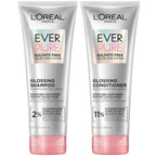 L’Oreal Paris Sulfate Free Glossing Shampoo And Conditioner Set With Glycolic Acid, Provides Intense Glass Shine & Smoothness, Suitable For Dull, Dry, And Color-Treated Hair, Everpure, 13.6 Fl Oz Set