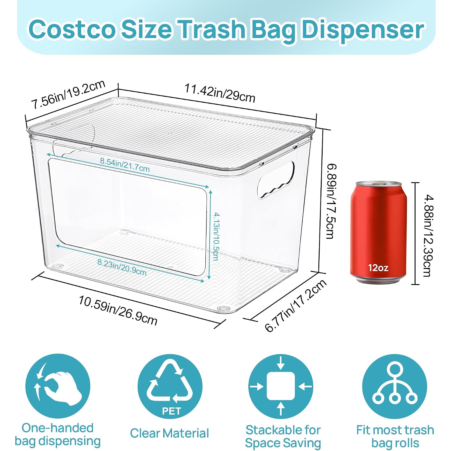 Vtopmart 2 Pack Trash Bag Holder, Stackable Garbage Bag Dispenser For 13/30/33 Gallon Bags, Clear Organizer Bins For Under Kitchen Sink, Laundry Room Organization And Storage