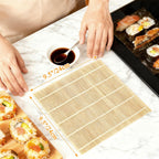 4 Pcs Bamboo Roll Sushi Mat, Sushi roll maker for Kimbap Sushi Maki Rolls, Easy Homemade (9.5" x 9.5")