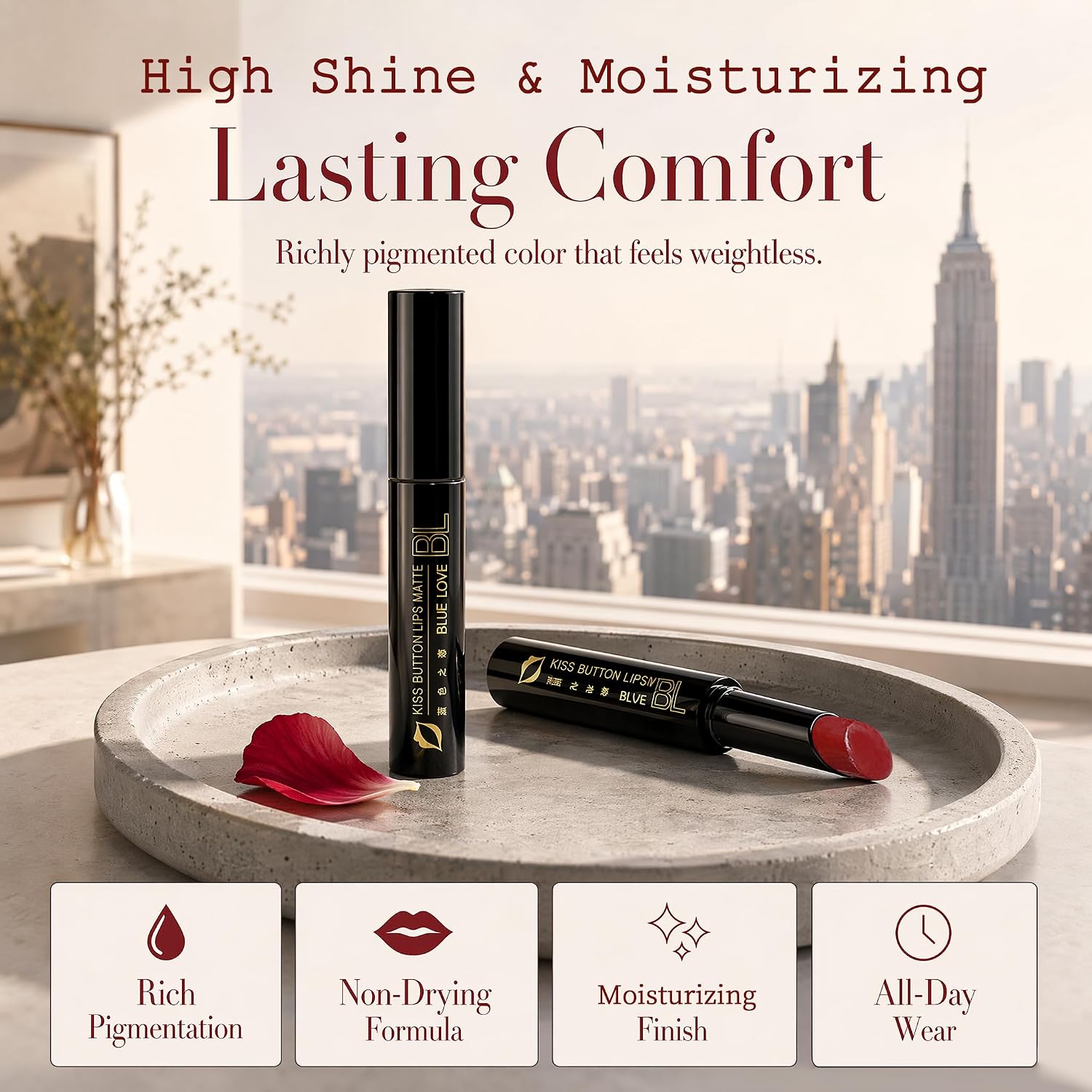 Blue Love 2Pcs Jelly Gloss Lipstick Set, High Shine & Moisturizing Melting Jelly Lip Balm, Long Lasting Plumping Lip Tint Gloss (Cinnamon Latte&Peach Oolong)