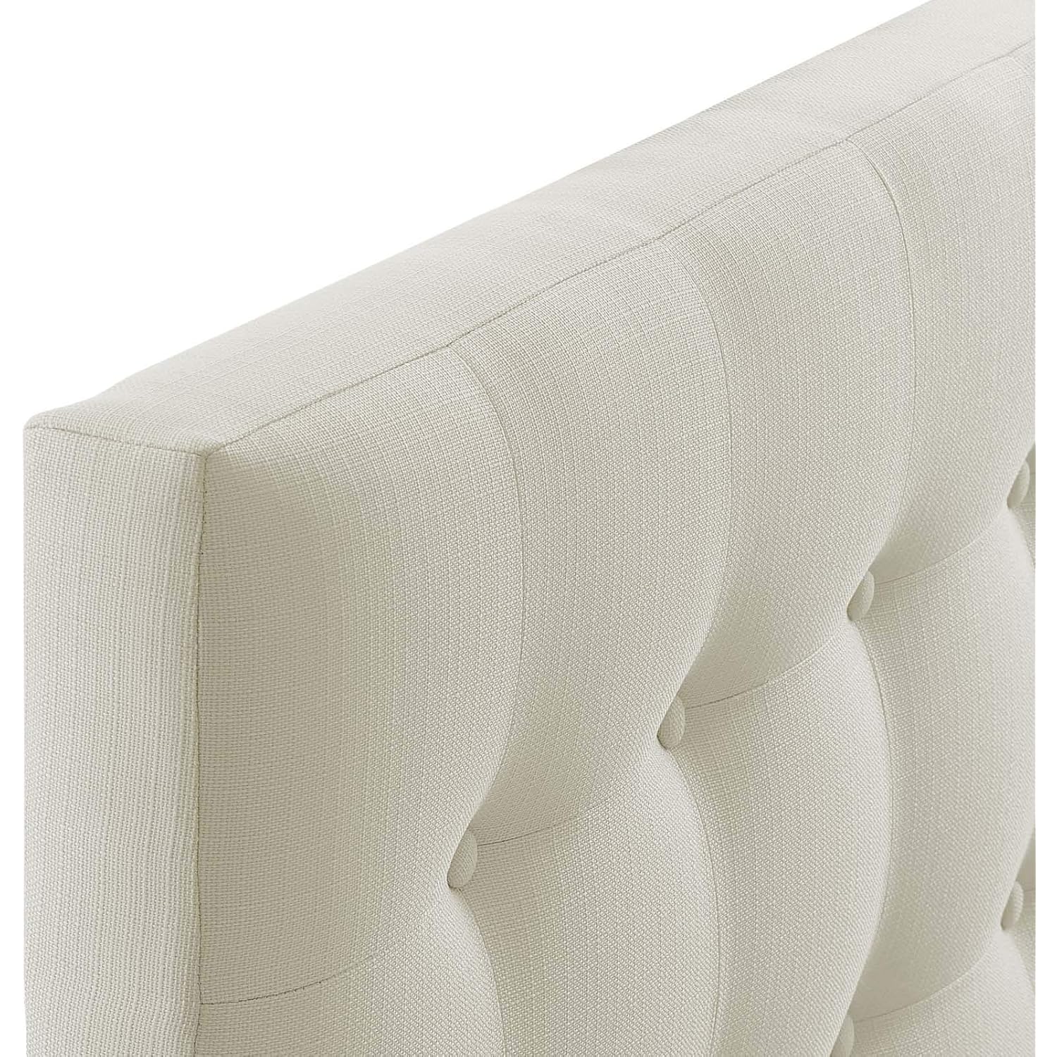 Modway Emily Tufted Button Linen Fabric Upholstered Twin Headboard In Ivory