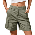 Bermuda Shorts for Women Cargo Shorts Knee Length 6 Pockets Elastic Waist Long Shorts for Summer Casual