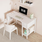 Lufeiya White Small Desk With Drawers - 40 Inch Computer Desk For Small Space Home Office, Modern Simple Study Writing Table Pc Desks