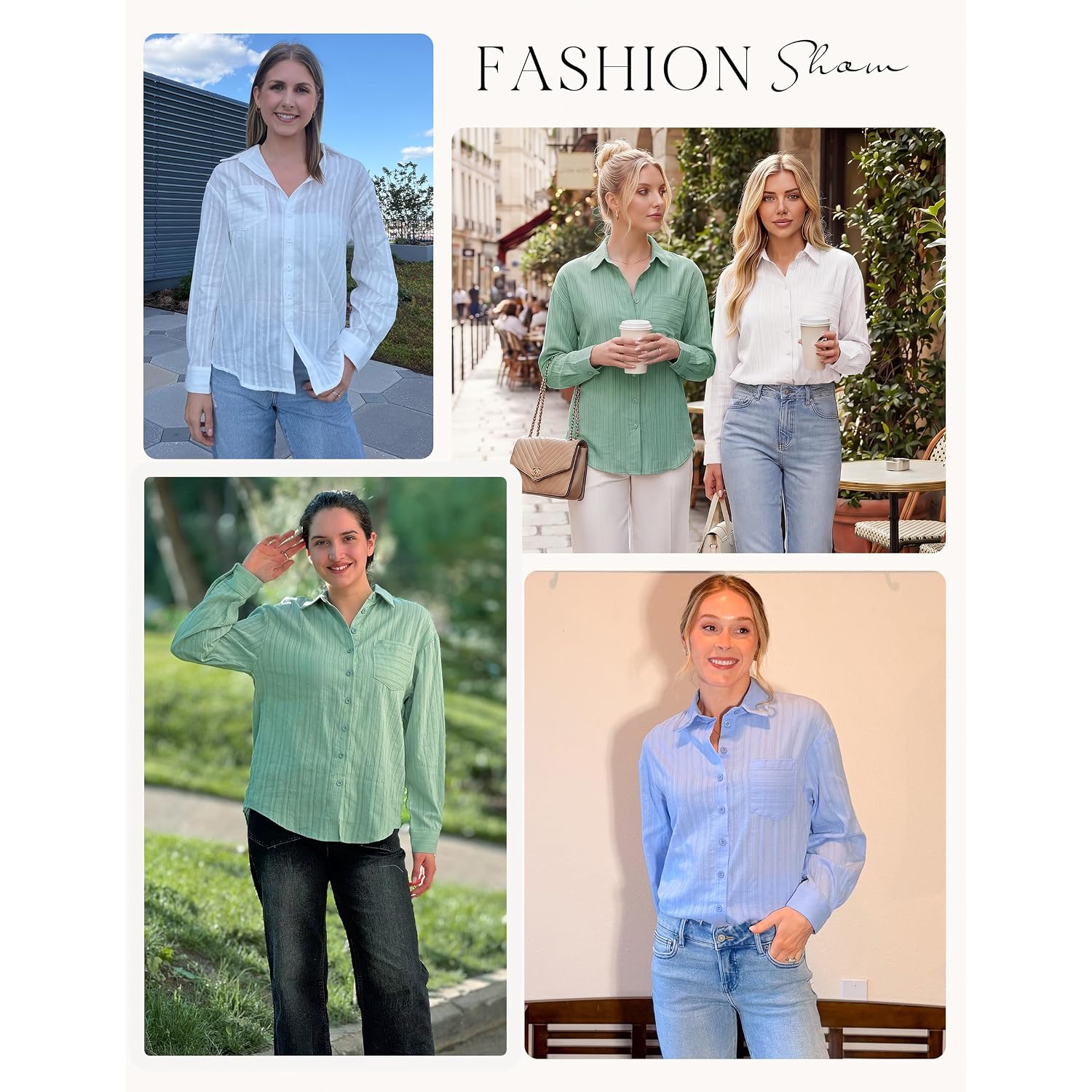 Grace Karin Women'S 2026 Cotton Button Down Blouses, Dressy Casual Long Sleeve Shirts, Trendy Summer Collared Work Tops