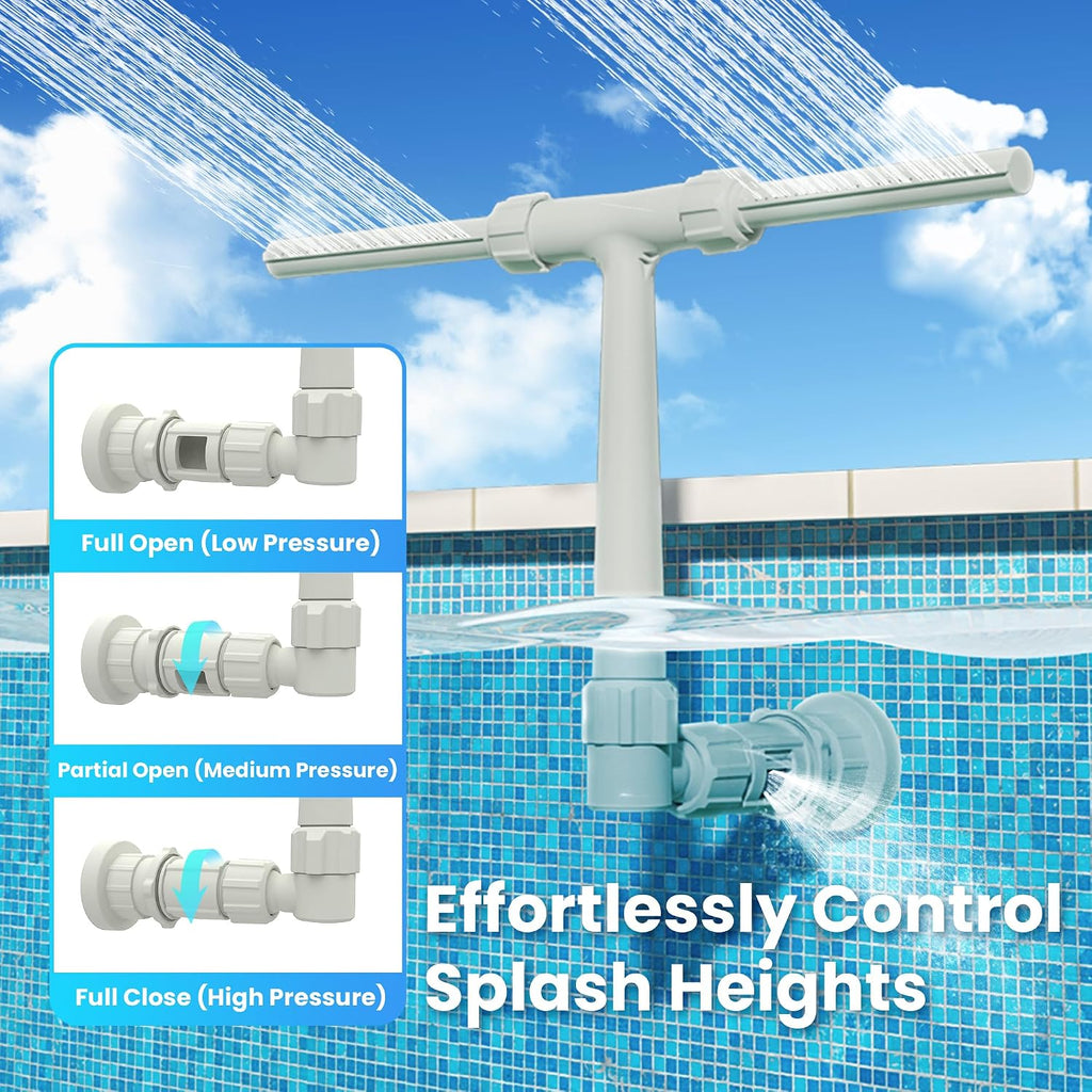 Pool Fountain For Above And In-Ground Pools, Dual Spray Waterfall Sprinkler Fountain, Above Ground Pool Accessories, Adjustable Waterfall Cooling And Relaxation