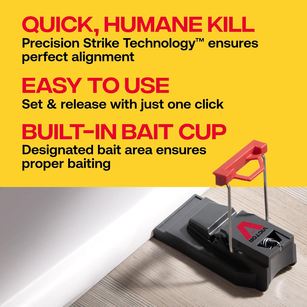 Victor Quick-Kill Mouse Traps, 6-Pack | Easy Set Reusable Snap Traps, Precision Strike Technology, Indoor Mice Control, Pest Management And Rodent Elimination