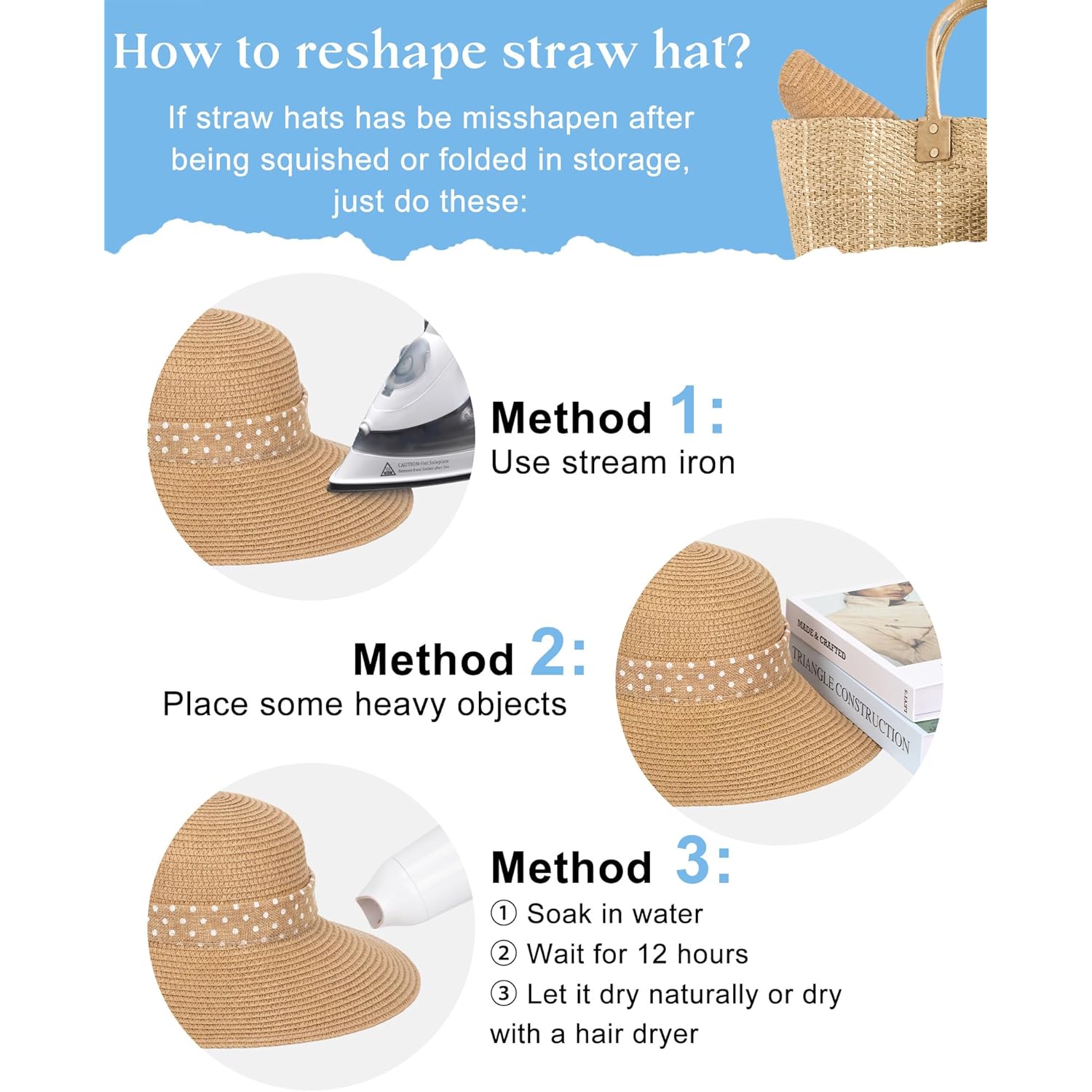 Senker Fashion Sun Hats for Women UV Protection, Wide Brim Beach Straw Derby Hat Packable Floppy for Summer Vacation UPF 50+