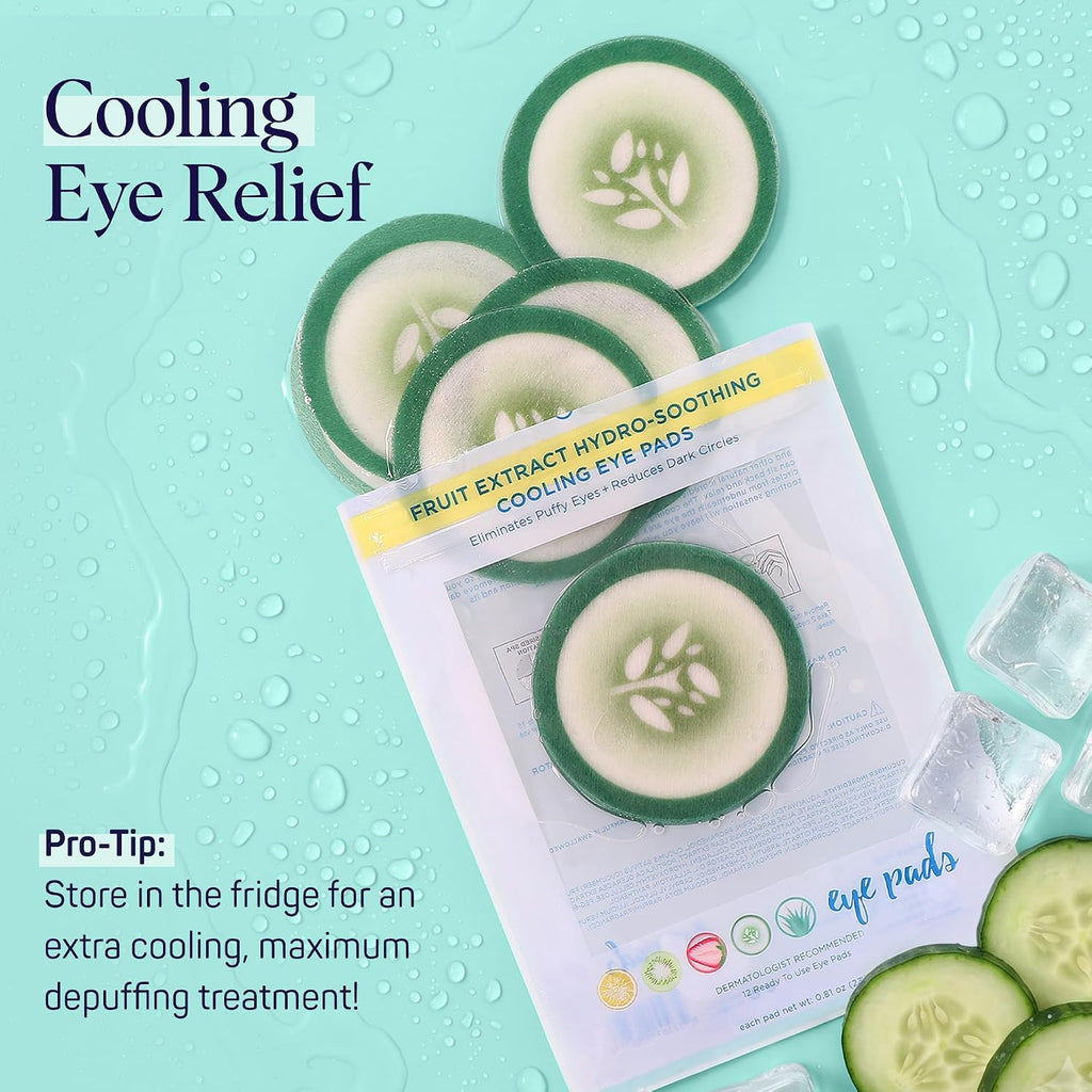 Spalife Cooling Cucumber Eye Pads | Spa Gifts & Korean Dark Circles & Puffy Eyes Treatment | Nourishing Cucumber Eye Pads | Eye Mask For Puffy Eyes Daily Depuffing Eye Patches | 4 Packs Of 12
