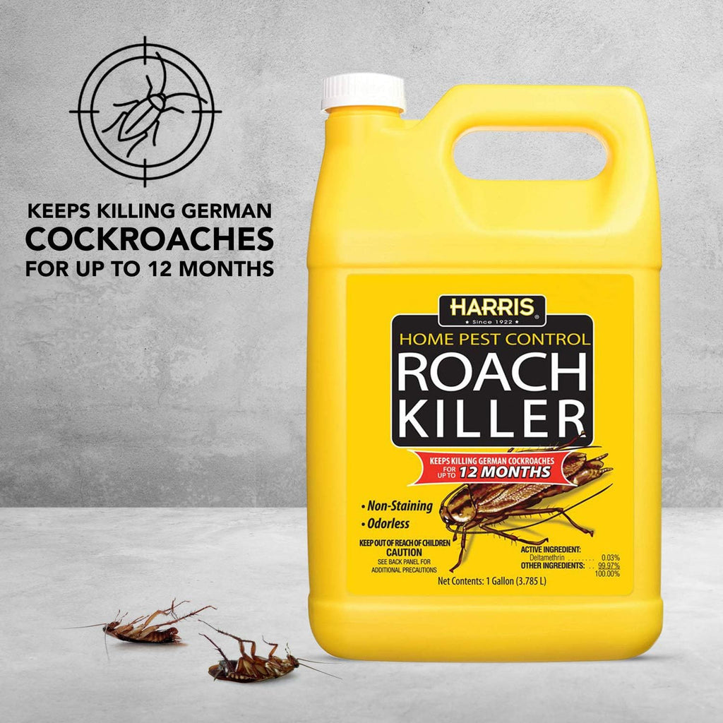 Harris Roach Killer, Liquid Spray With Odorless And Non-Staining 12-Month Extended Residual Kill Formula (Gallon)