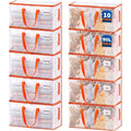 Kyodoled 10-Pack Clear Moving Bags Heavy Duty Extra Large, Storage Totes With Reinforced Handles, Zippers & Label Pocket, Transparent Packing Containers For College Dorm, Clothes, Bedding, Toys