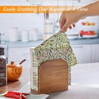 Alelion Acacia Wood Napkin Holder For Table, Wooden Upright Napkin Holders For Kitchen, Standing Napkin Dispenser For Kitchen Dining Room Party Cocktail Outdoor Use