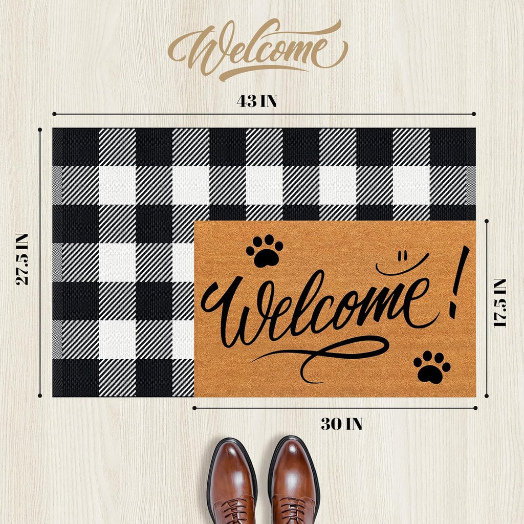 Area Rug, 2’4’’ x 3’7’’ Black and White Checkered Rug Plaid Outdoor Rugs, Soft Machine Washable Cotton Woven Welcome Mat Area Rugs for Home Decor, Bedroom, Doormat, Balcony, Porch, Patio