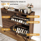 Decofy 47.2” Shoe Cabinet With 4 Flip-Down Drawers, Three Adjustable Levels, Freestanding Wooden Shoe Rack, Suitable For Entryway, Hallway, And Living Room (Walnut)