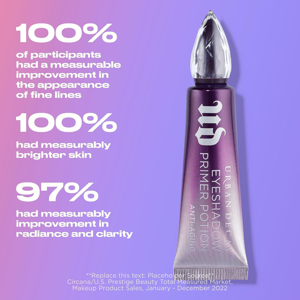Urban Decay Anti-Aging Eyeshadow Primer Potion - Nude Eye Primer For Crease-Resistant & Long-Lasting Eye Makeup, Improves Look Of Fine Lines & Texture, Smooths & Preps Eyelid Base, Vegan, Paraben-Free
