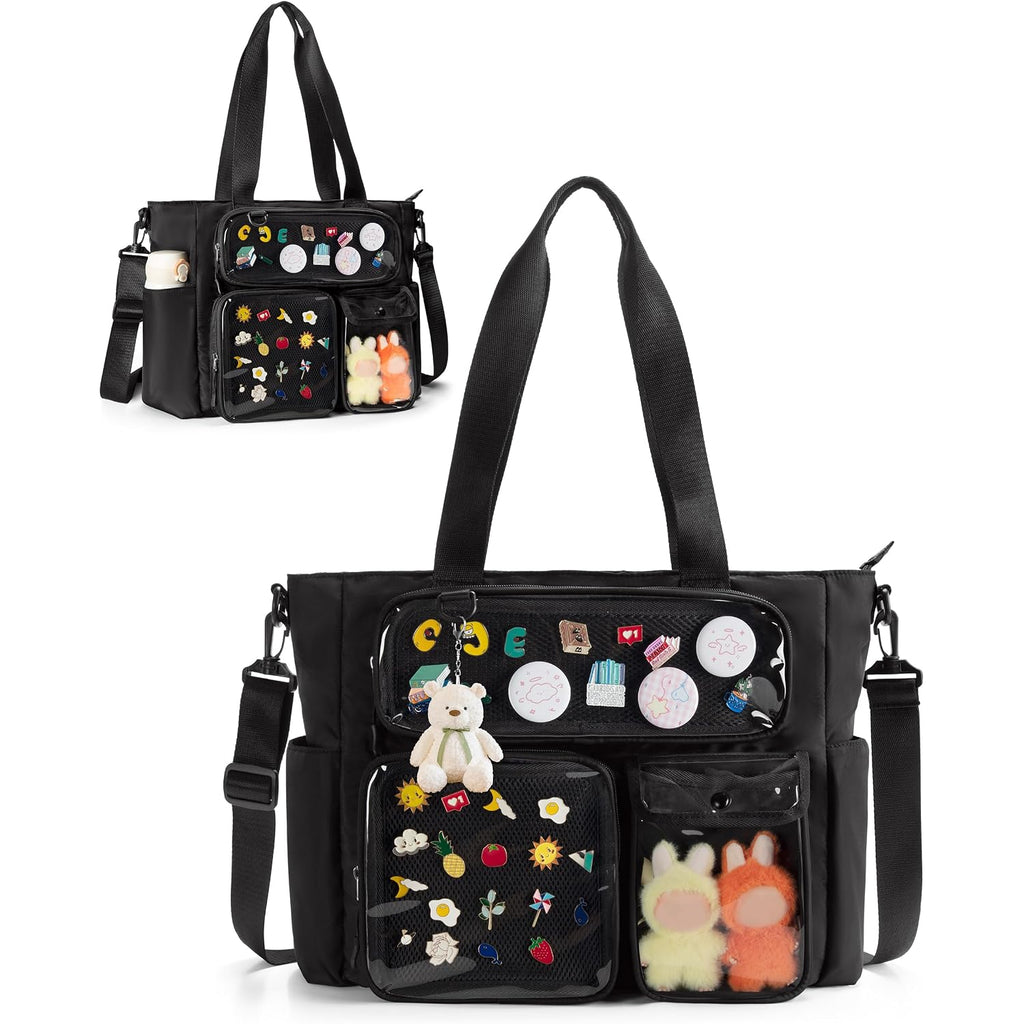 Large Ita Bag With 3 Pockets & 2 Inserts, Kawaii Pin Display Ita Tote Bag For Anime Kpop Fans, Versatile Messenger Bag
