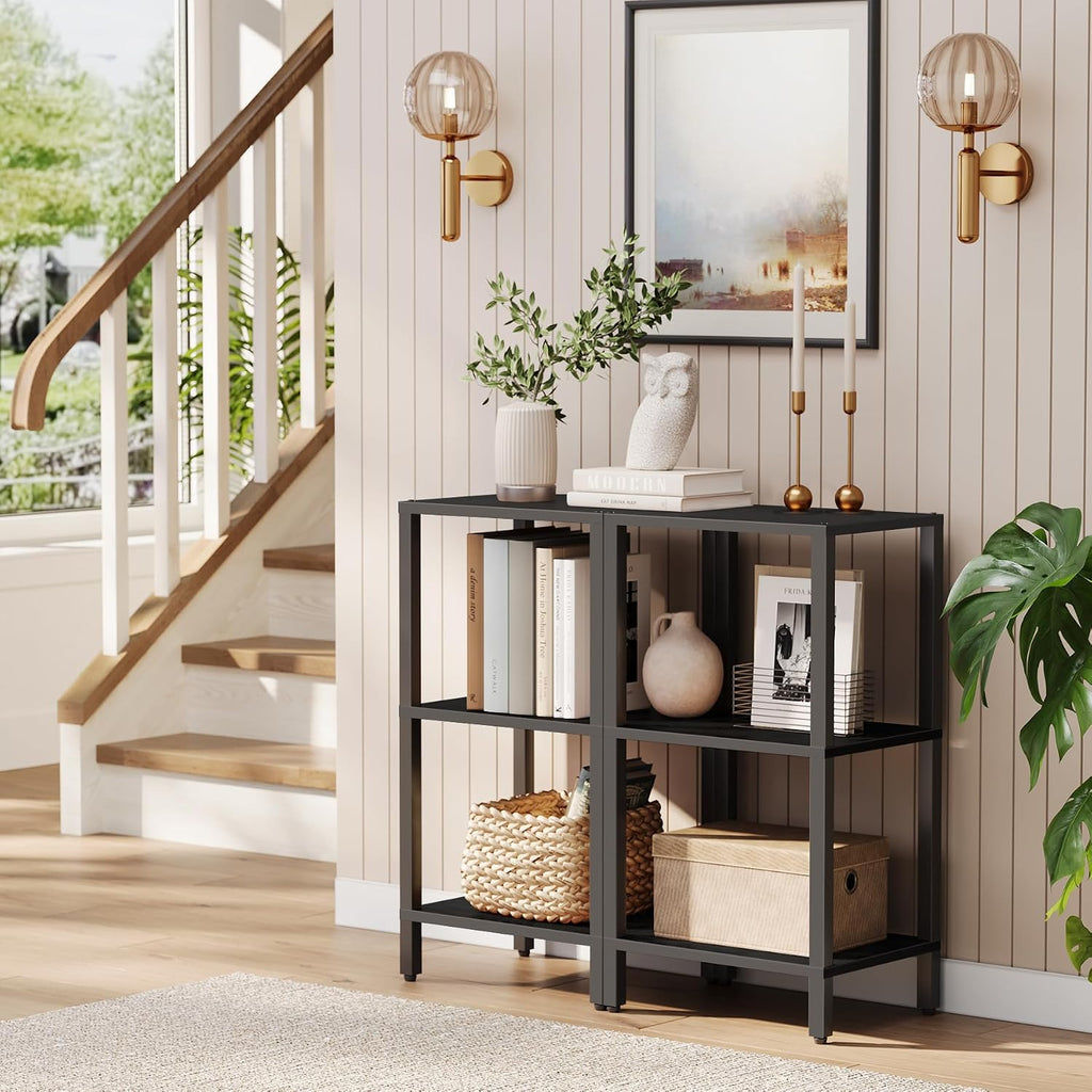 Tutotak Bookshelf, 6-Tier Tall Book Shelf, Narrow Bookcase For Small Space, Diy Stackable Bookshelf, For Living Room, Office, Study, Entryway, Industrial, Black Bs01Bk006