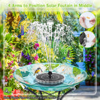 Solar Fountain, 2026 Upgrade 3.5W Solar Bird Bath Fountains With Colorful Ring Led Lights, 2000Mah Battery, 7 Nozzles And 4 Fixers, Solar Water Fountain Pump For Pond, Pool, Patio And Garden