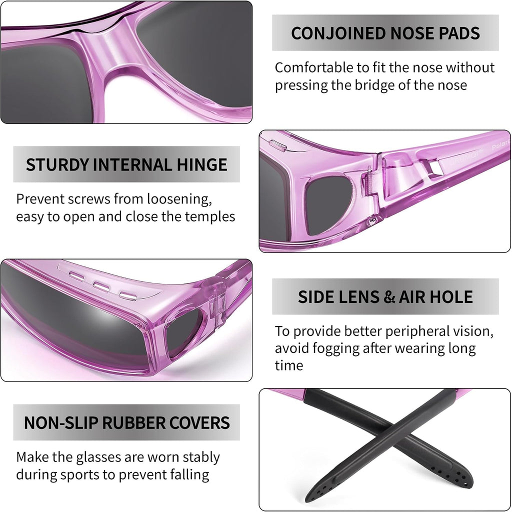 Polarized Sunglasses Fit Over Glasses For Men Women, Wraparound Sun Glasses Uv400 Protection For Driving Fishing
