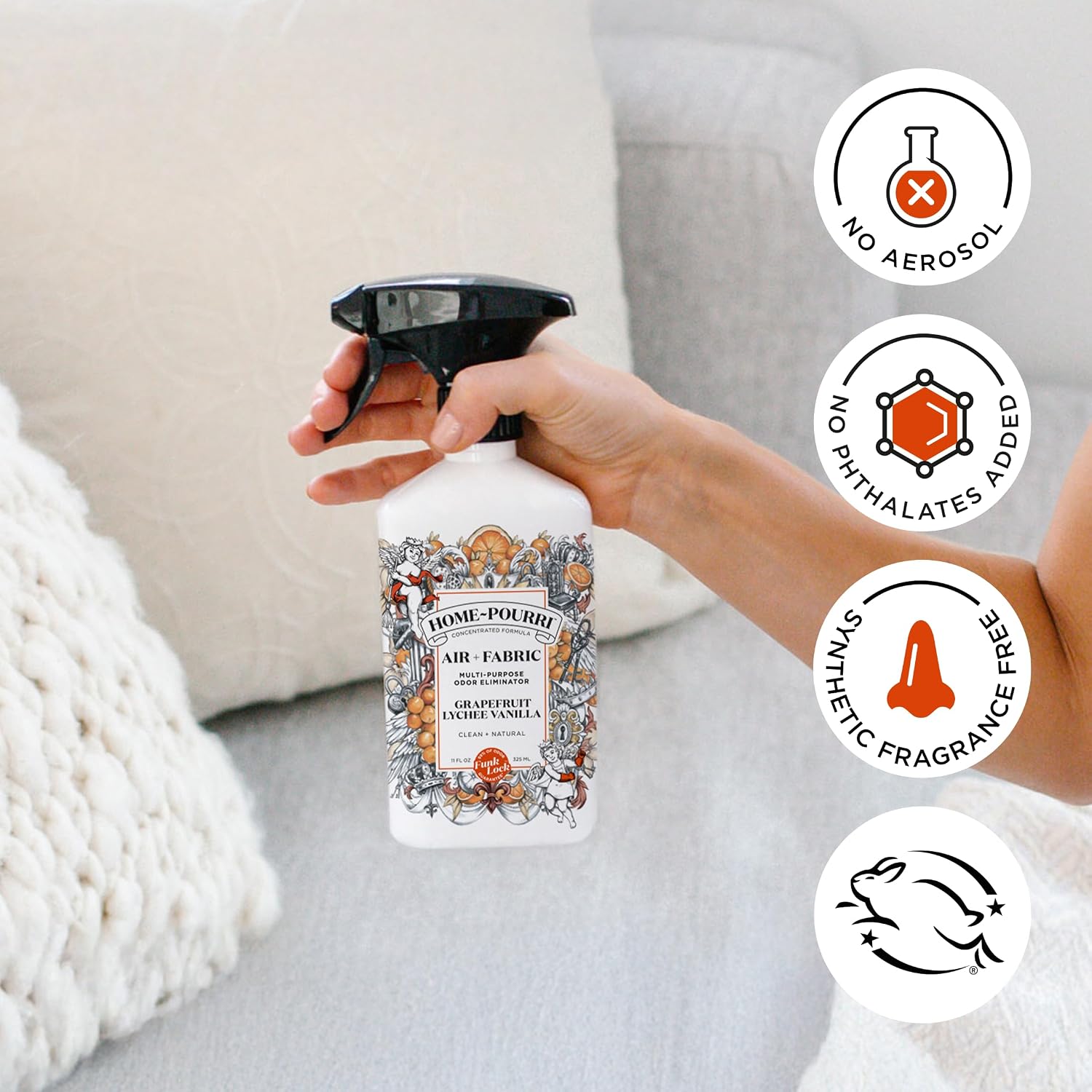 Home-Pourri Air + Fabric Multi-Purpose Odor Freshener Spray, Grapefruit Lychee Vanilla, 11 Fl Oz - Vanilla And Grapfruit Lychee