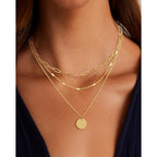 Layered Gold Necklace for Women, 14K Gold Plated Necklace Stack for Women, Dainty Adjustable Gold Necklace Set