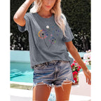 Womens Dandelion Graphic T-Shirts Teen Girls Cute Sunflower Print Casual Tee Tops