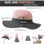 Womens Sun Hat - Sun Hats for Women with Ponytail Hole, Foldable Wide Brim Cooling Mesh Beach Fishing Hat for Outdoor