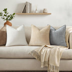 Decoruhome Fall Couch Throw Pillow Covers 12X20 Set Of 2, Decorative Soft Velvet Modern Cozy Chenille Lumbar Pillow Cases With Elegant Design For Sofa Bed Living Room Home Decor, Beige