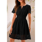 Prettygarden Womens 2026 Summer Short Dress V Neck Short Sleeve A Line Hollow Out Lace Cute Casual Beach Party Spring Dresses