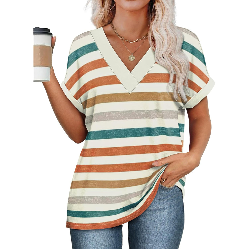 Womens Summer Tops Short Dolman Sleeve Shirts 2026 Fashion V Neck Outfits Clothes