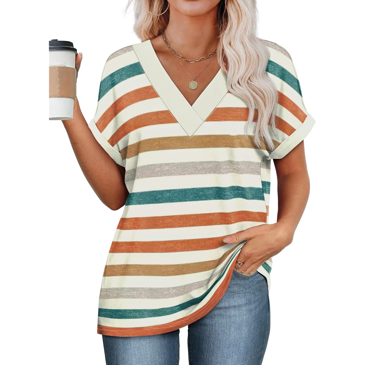 Womens Summer Tops Short Dolman Sleeve Shirts 2026 Fashion V Neck Outfits Clothes