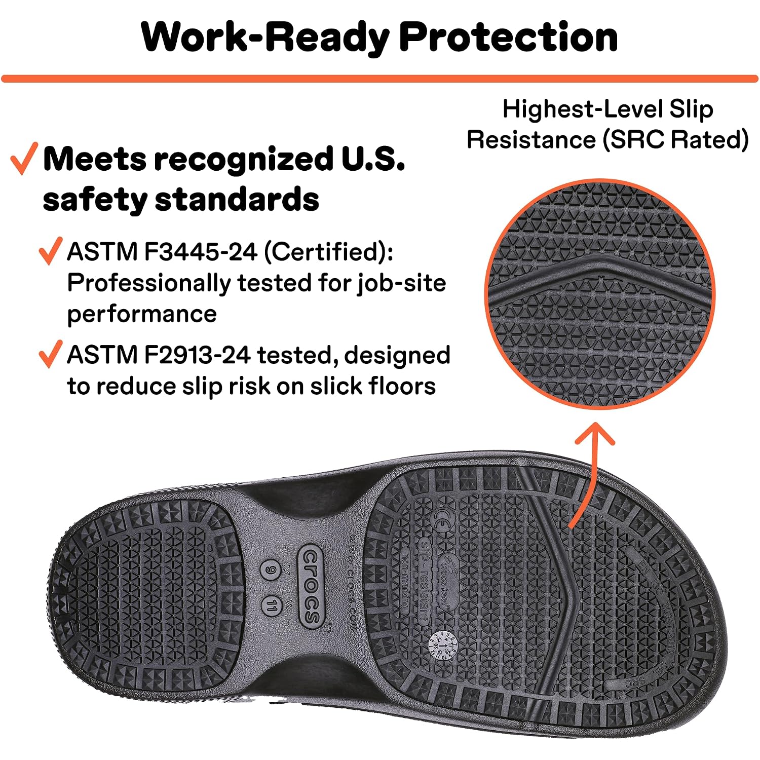 Crocs Adult On The Clock Clogs Slip On Slip Resistant Work Shoes